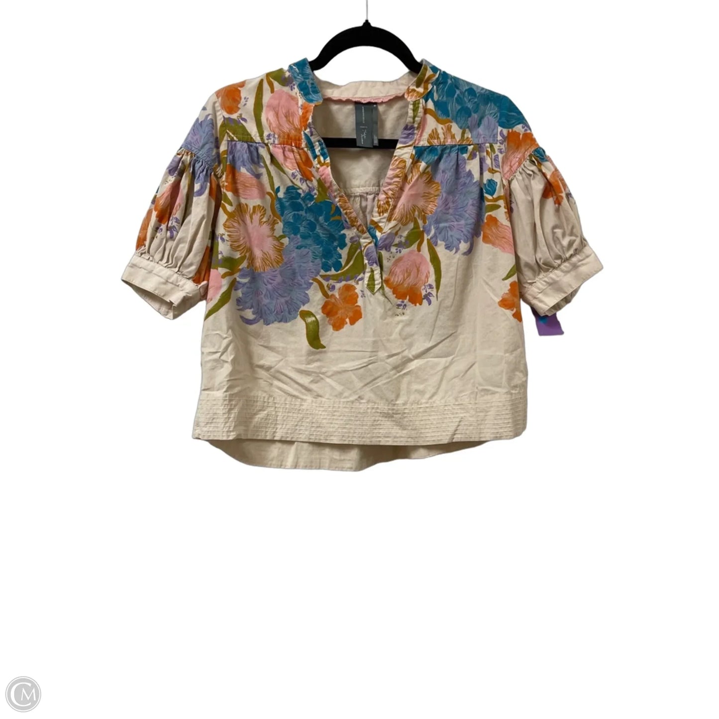 Top Short Sleeve By Anthropologie In Floral Print, Size: Sp