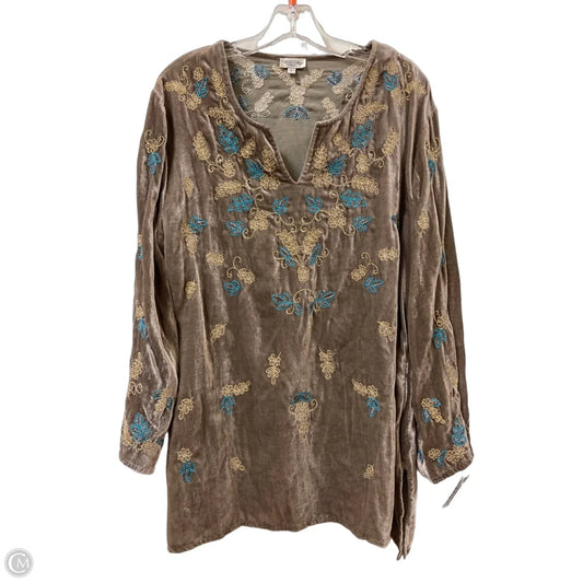 Tunic Long Sleeve By Cma In Tan, Size: L