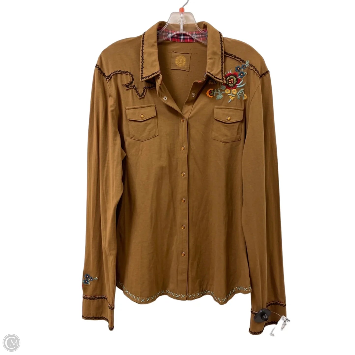 Blouse Long Sleeve By Double D Ranch In Tan, Size: Xl