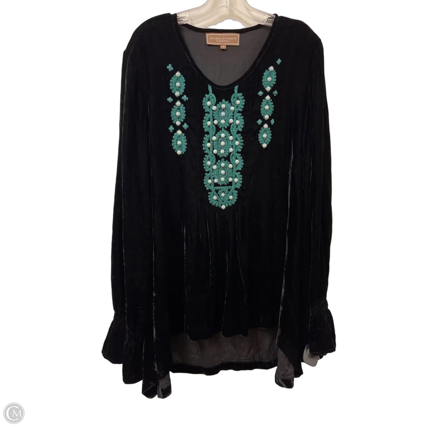 Tunic Long Sleeve By Double D Ranch In Black, Size: L