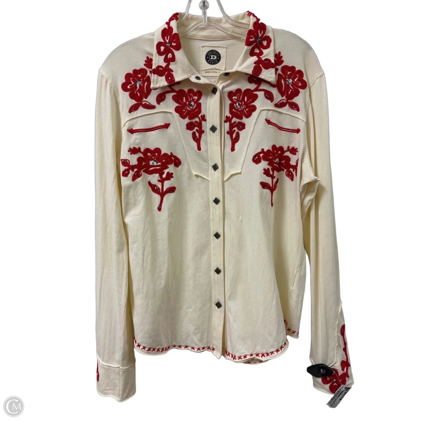 Blouse Long Sleeve By Double D Ranch In Cream, Size: L