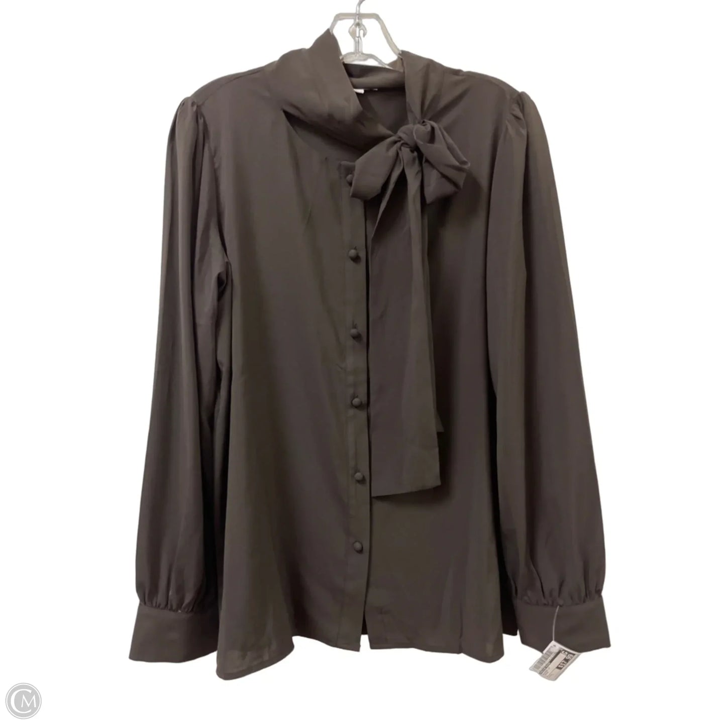 Blouse Long Sleeve By Calvin Klein In Brown, Size: L