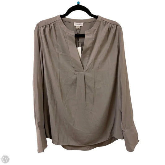 Top Long Sleeve By Calvin Klein In Grey, Size: L