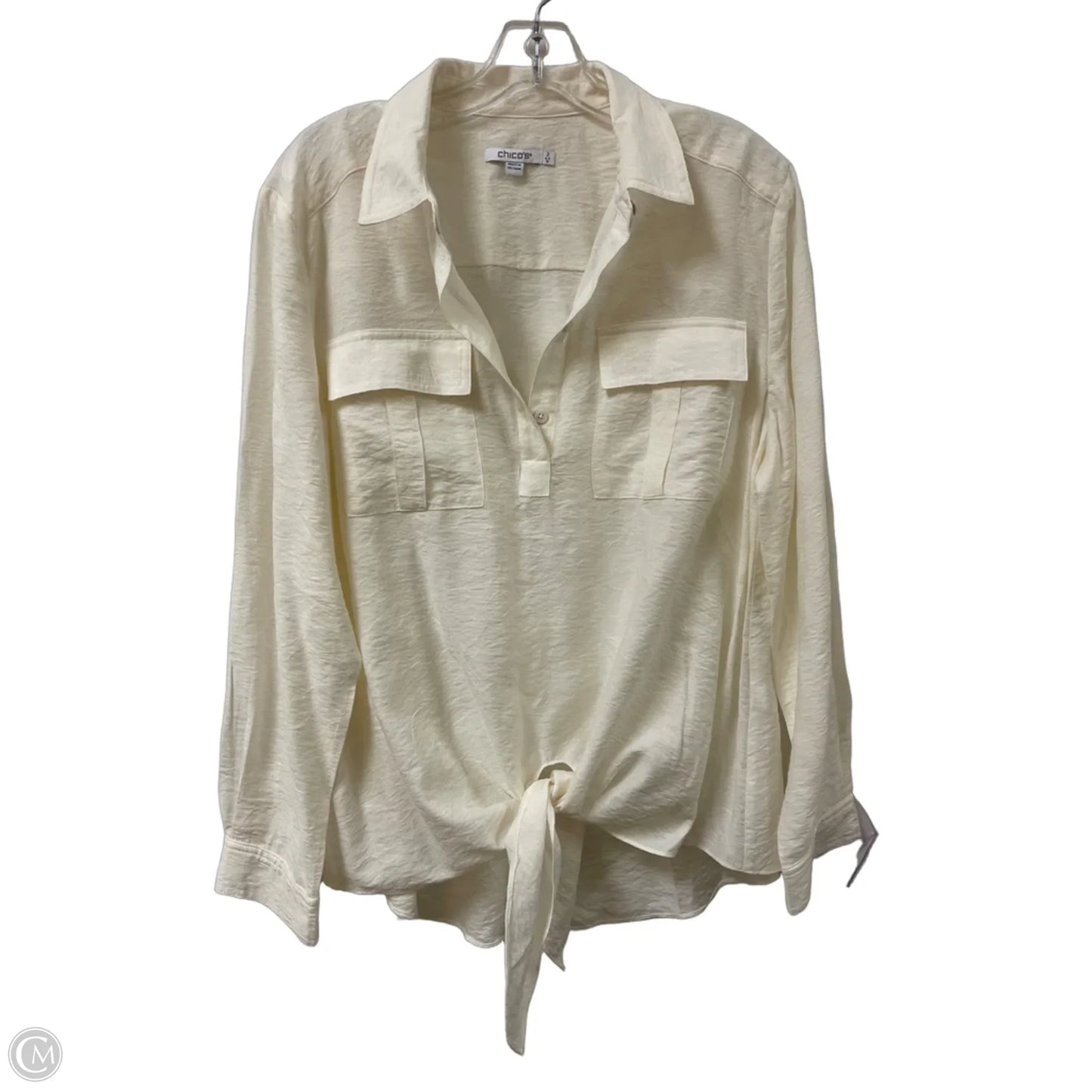 Top Long Sleeve By Chicsoul In Cream, Size: L