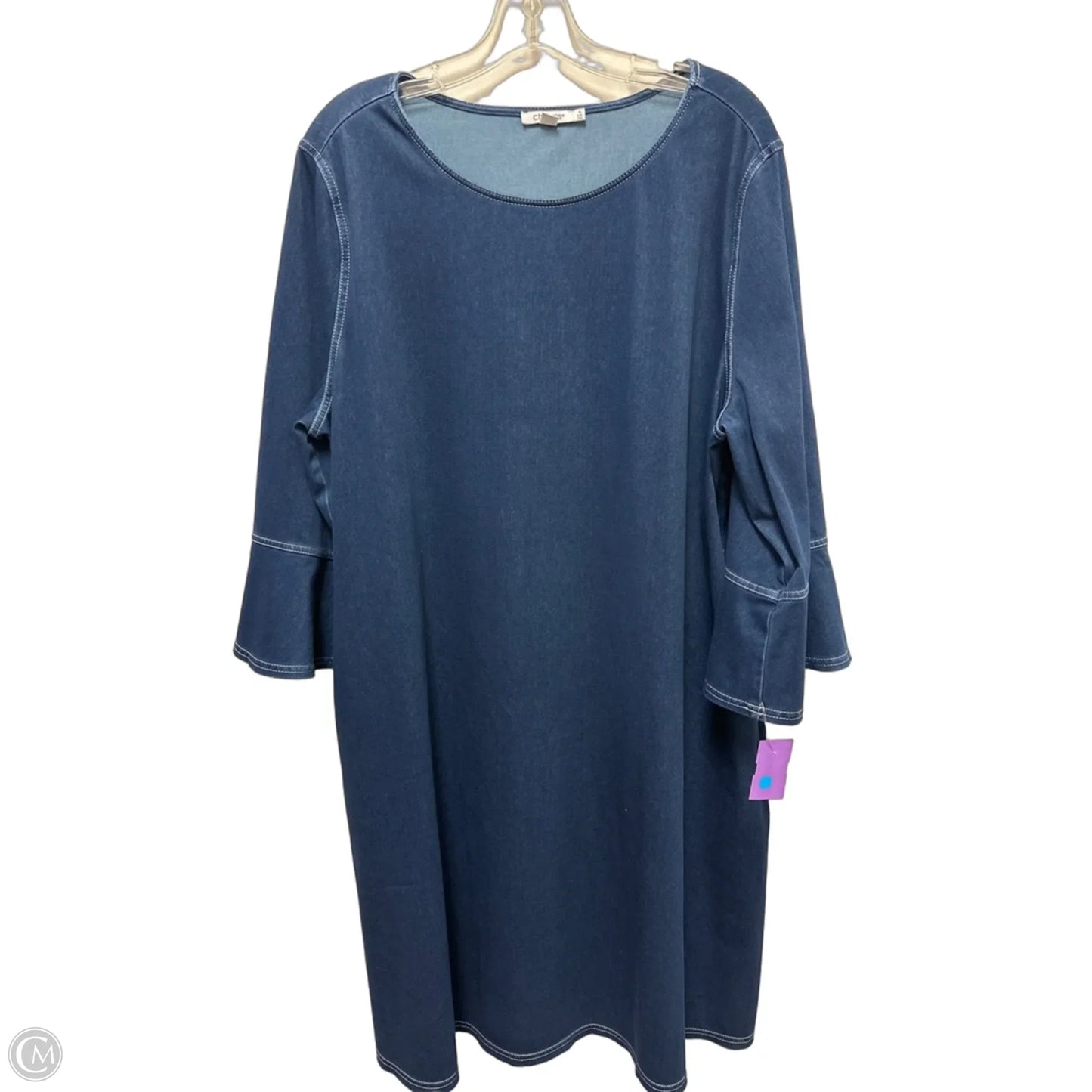 Dress Casual Midi By Chicos In Blue, Size: 2x