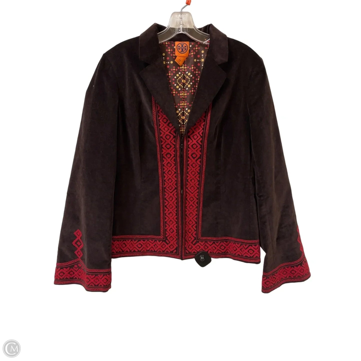 Blazer Designer By Tory Burch In Brown, Size: L