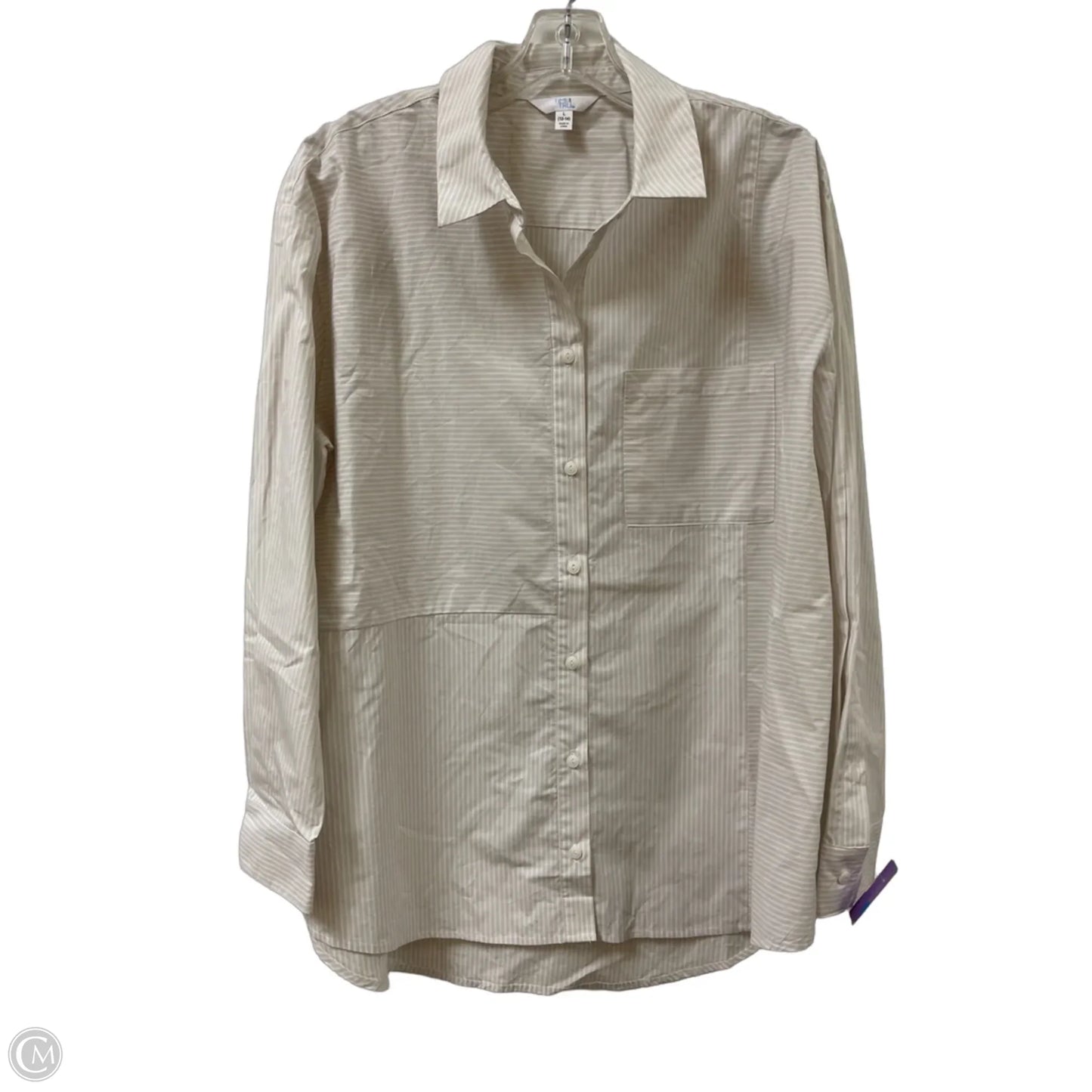 Blouse Long Sleeve By Time And Tru In Tan, Size: L