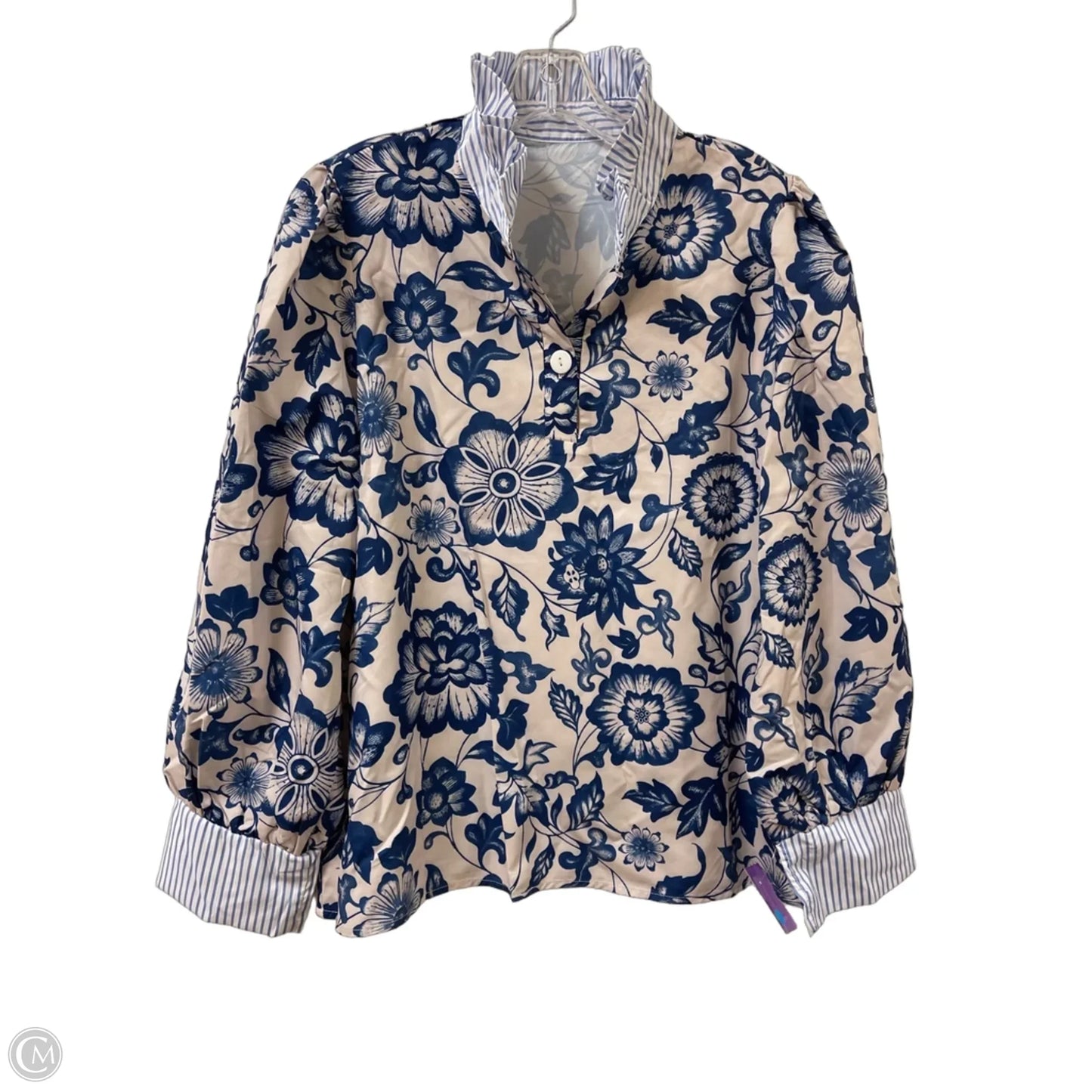 Top Long Sleeve By Clothes Mentor In Blue, Size: Xl