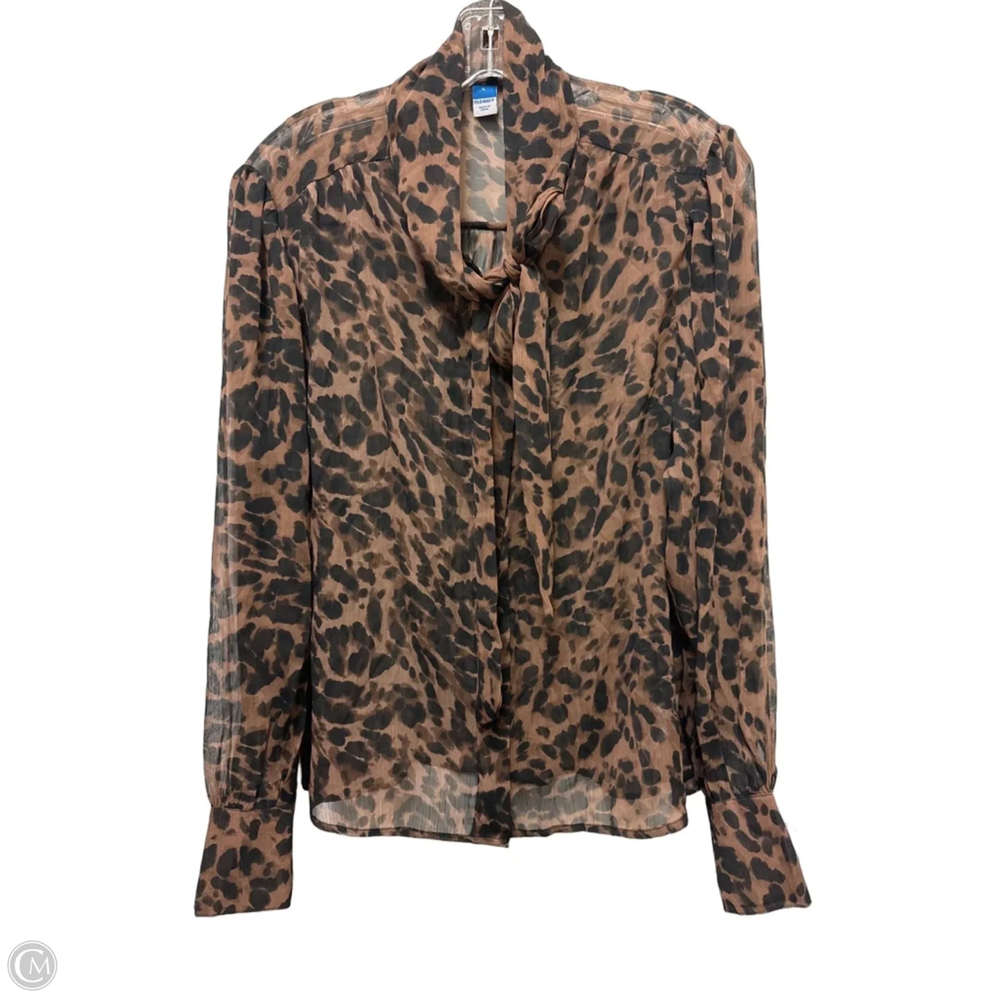 Blouse Long Sleeve By Old Navy In Animal Print, Size: L