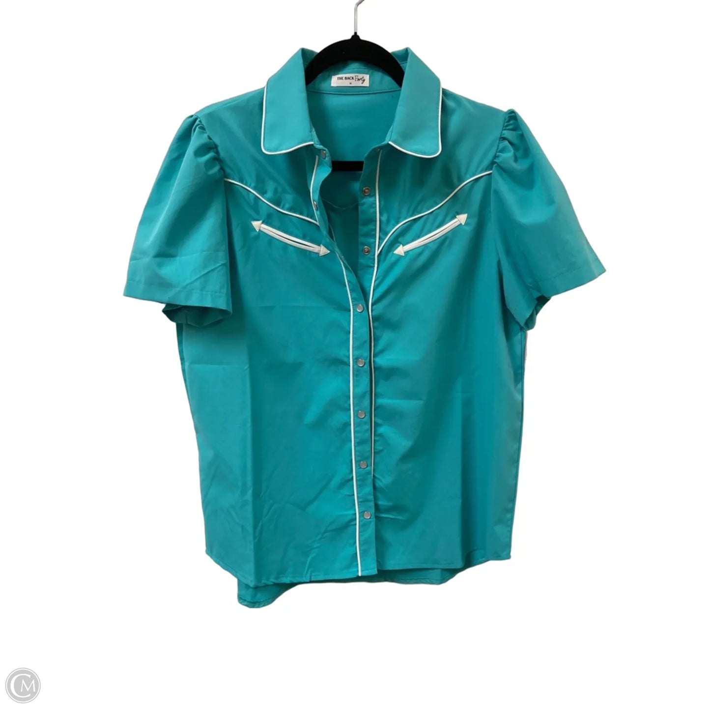 Blouse Short Sleeve By Clothes Mentor In Teal, Size: M