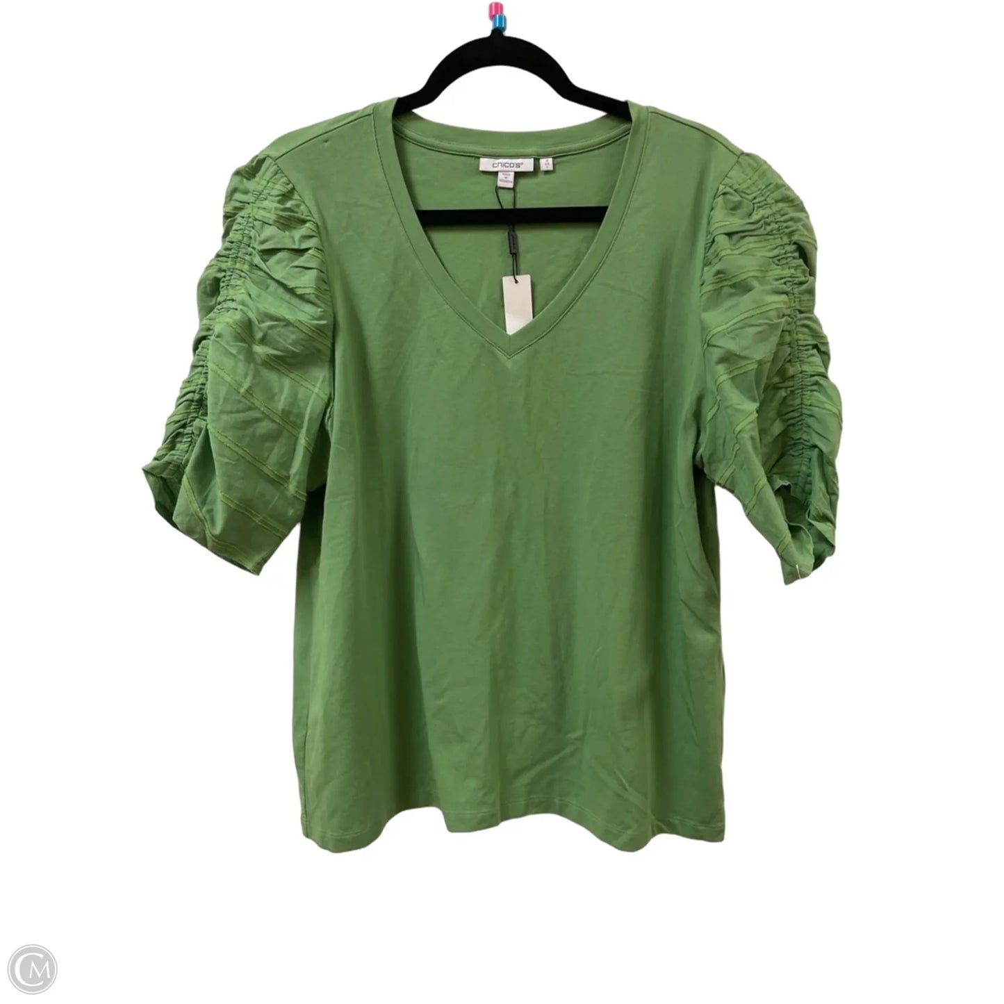 Top Short Sleeve By Chicos In Green, Size: L