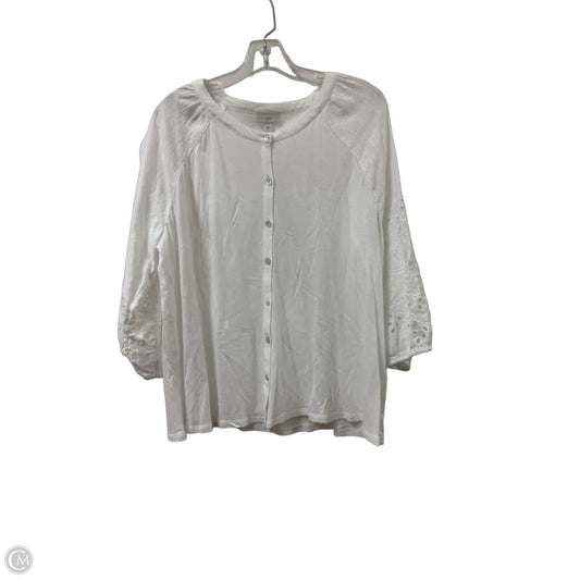 Blouse Long Sleeve By J. Jill In White, Size: L