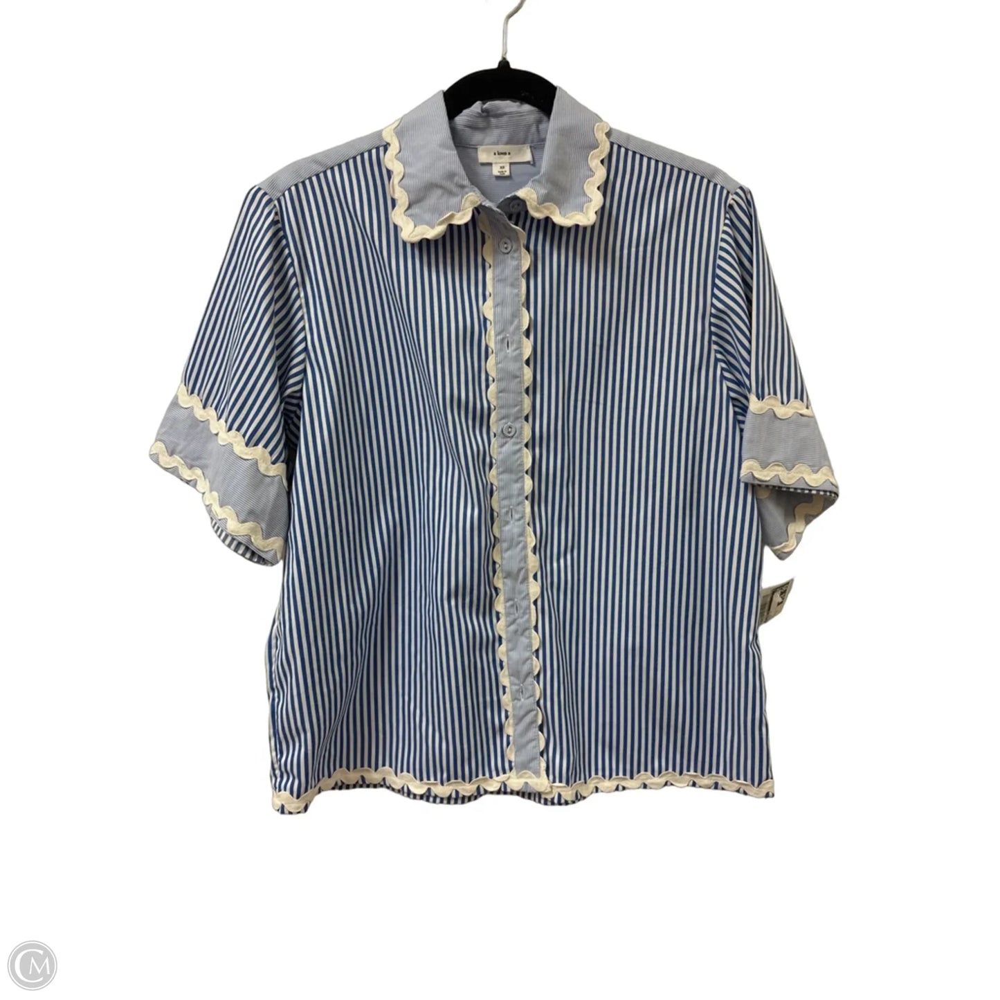 Blouse Short Sleeve By A Loves A In Blue, Size: Xs