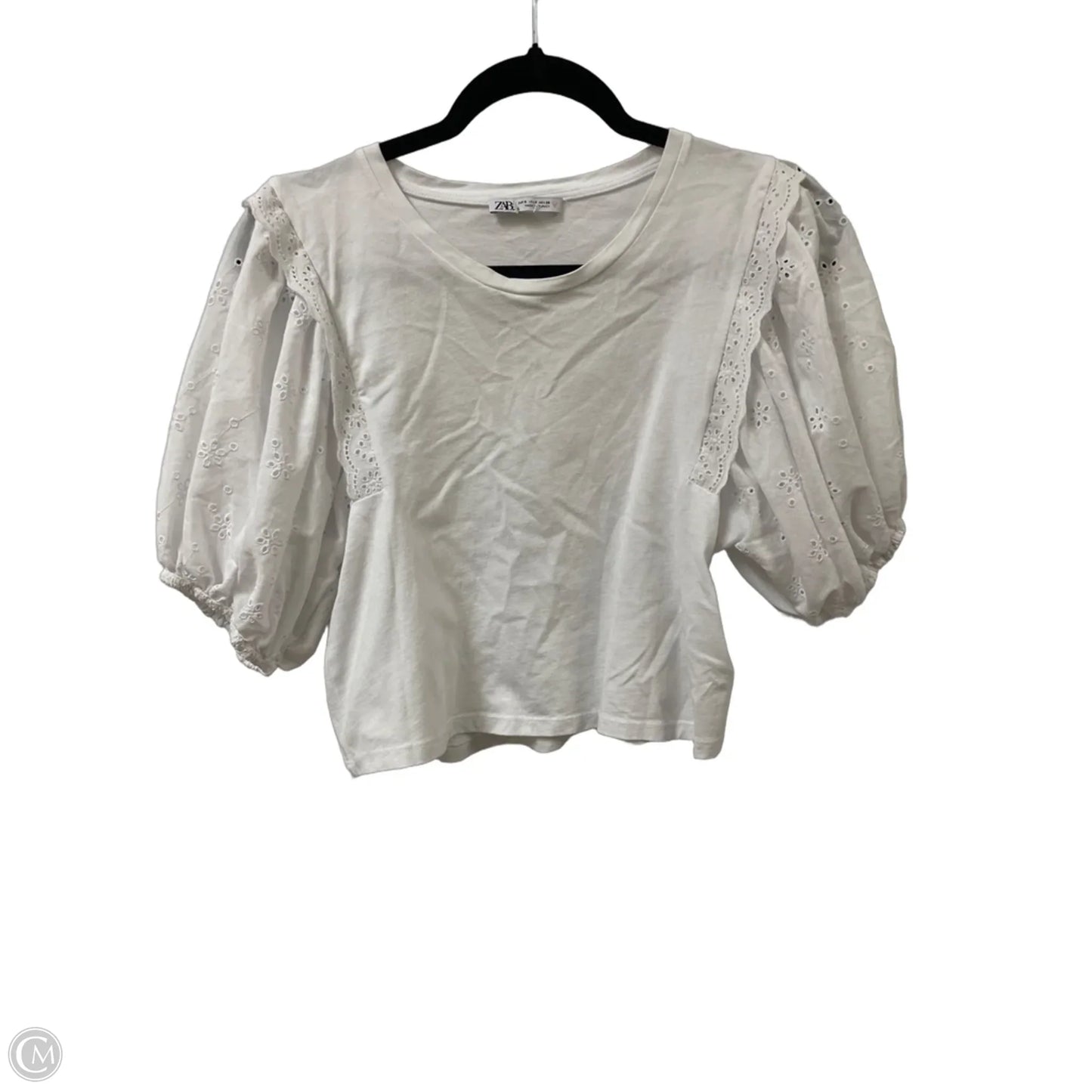 Top Short Sleeve By Zara In White, Size: S