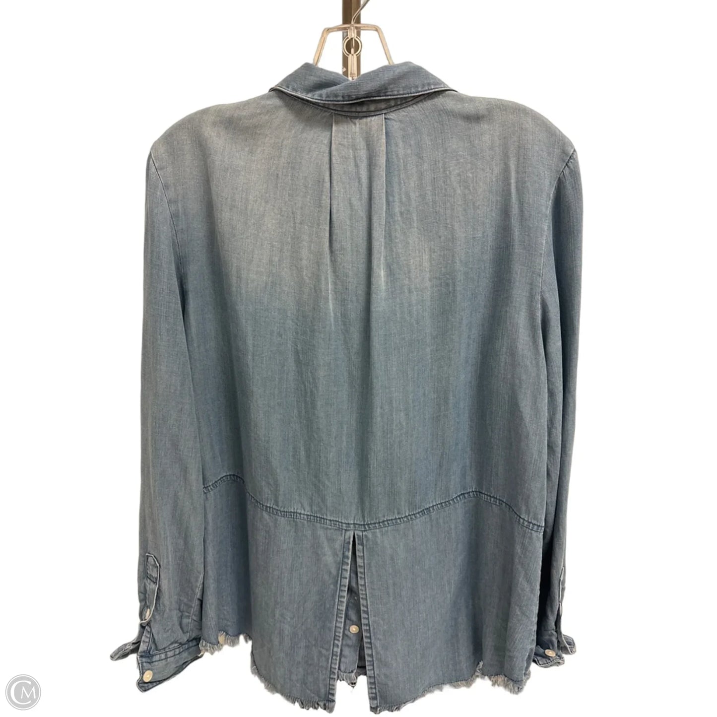 Blouse Long Sleeve By Harper In Blue Denim, Size: L