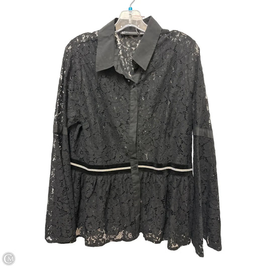 Blouse Long Sleeve By New York And Co In Black, Size: L