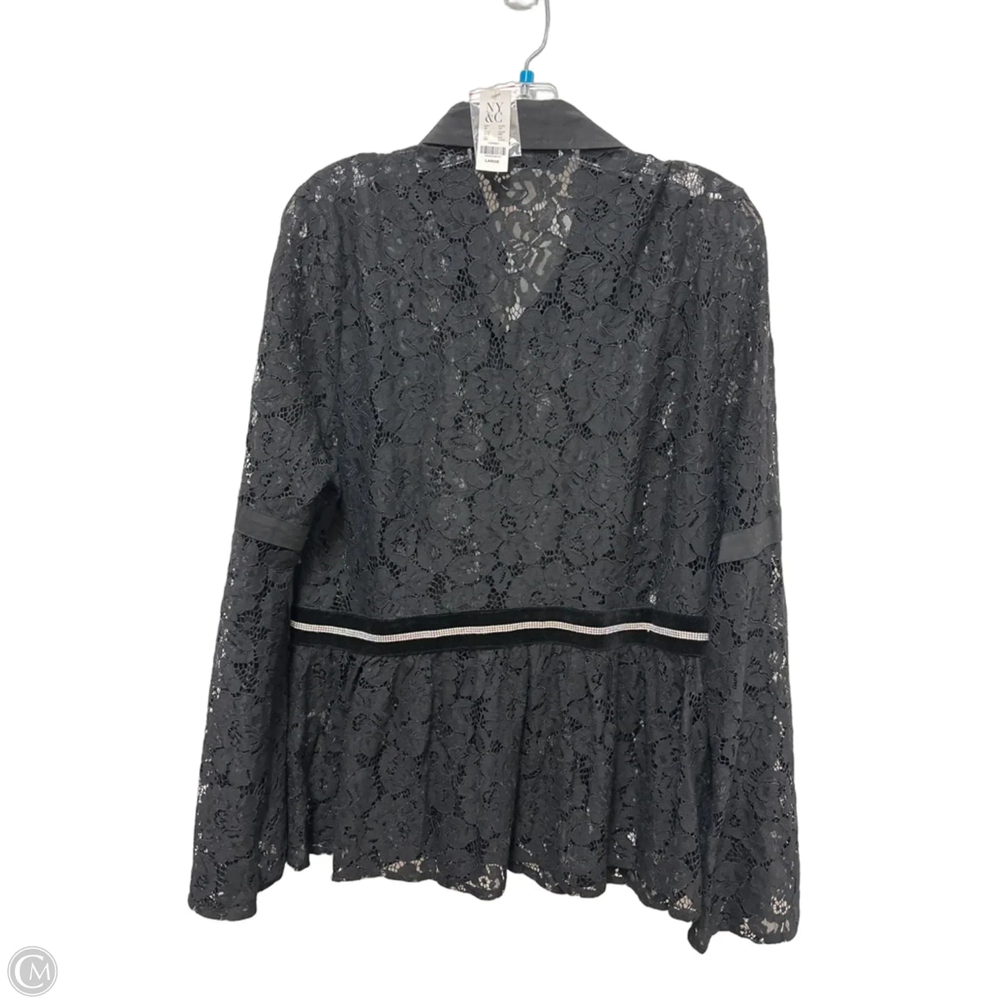 Blouse Long Sleeve By New York And Co In Black, Size: L