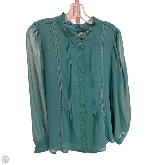 Blouse Long Sleeve By Adrianna Papell In Green, Size: L