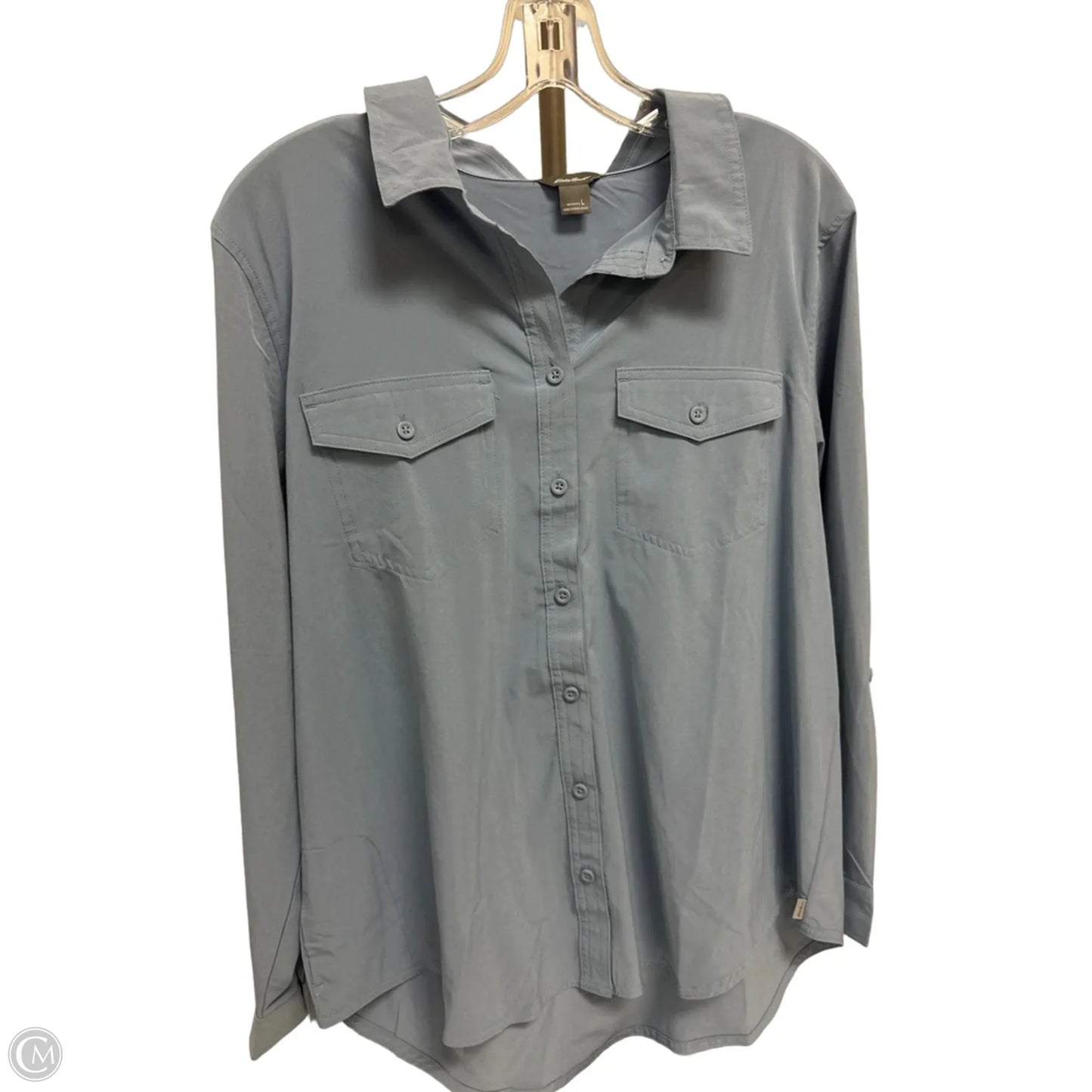 Blouse Long Sleeve By Eddie Bauer In Blue, Size: L