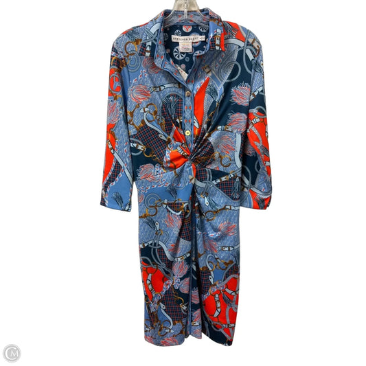 Dress Casual Midi By Gretchen Scott In Blue & Red, Size: L