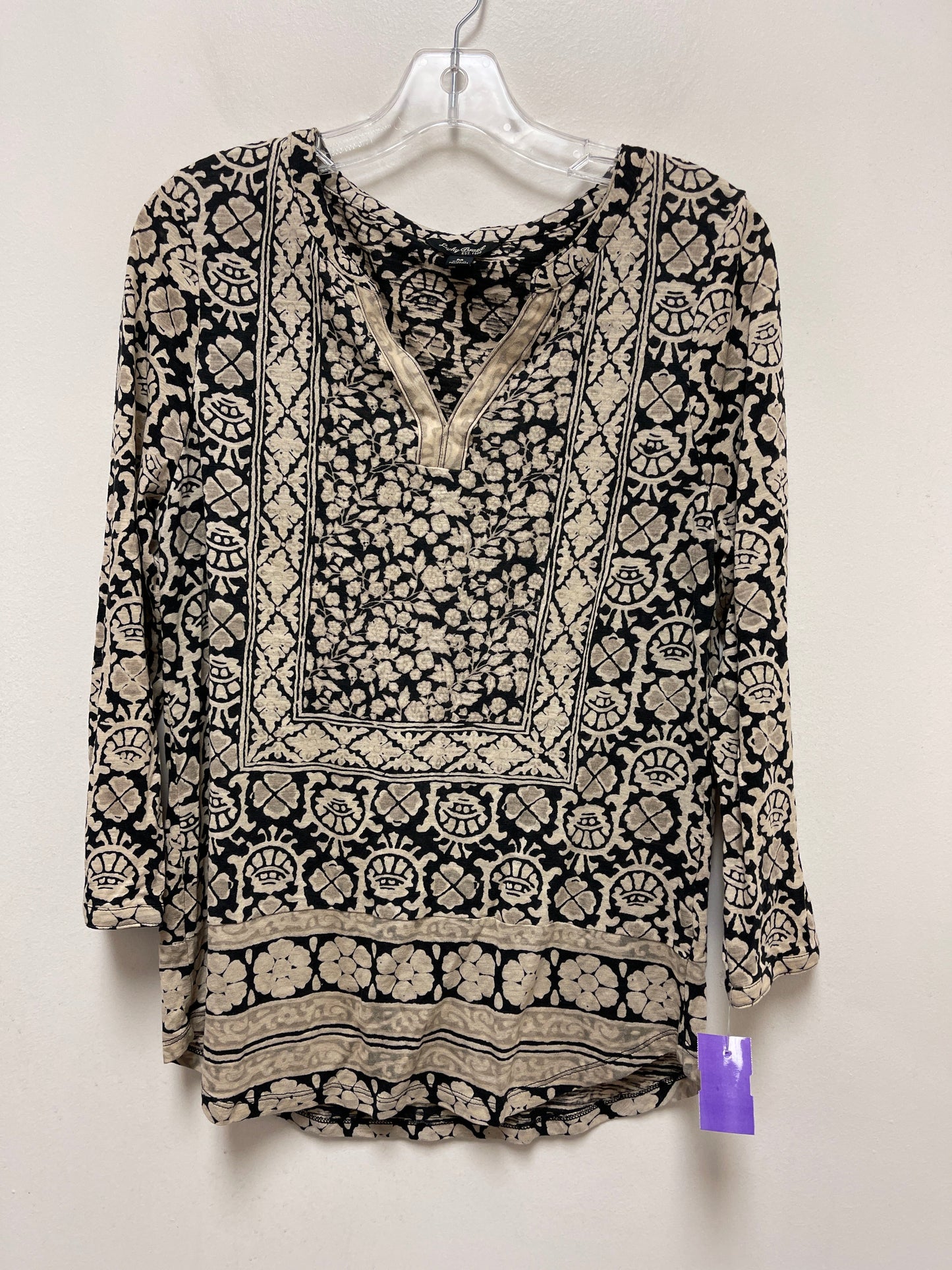 Black & Cream Top Long Sleeve Lucky Brand, Size M