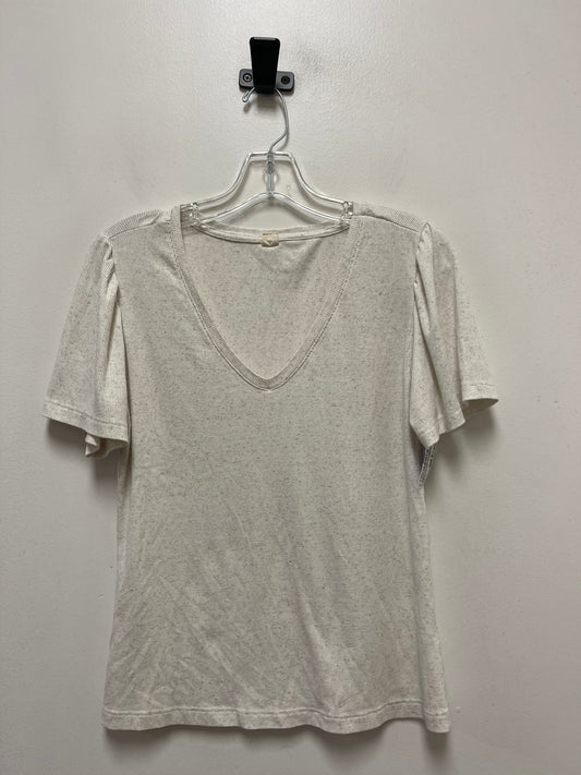 Cream Top Short Sleeve Basic Clothes Mentor, Size L