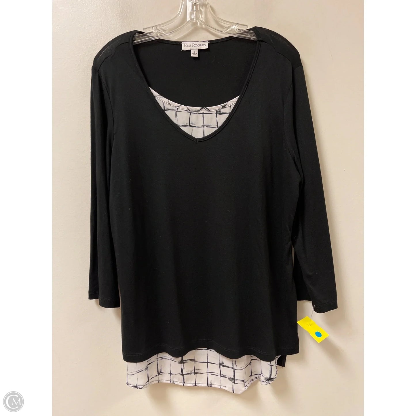 Top Long Sleeve By Kim Rogers In Black, Size: L