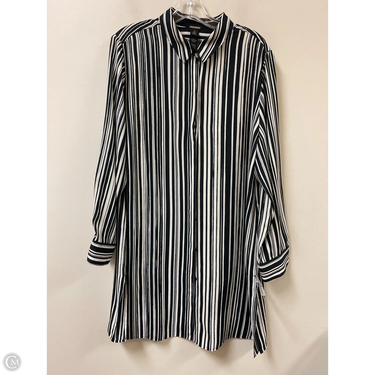 Tunic Long Sleeve By Chicos Private Collection In Striped Pattern, Size: Xl