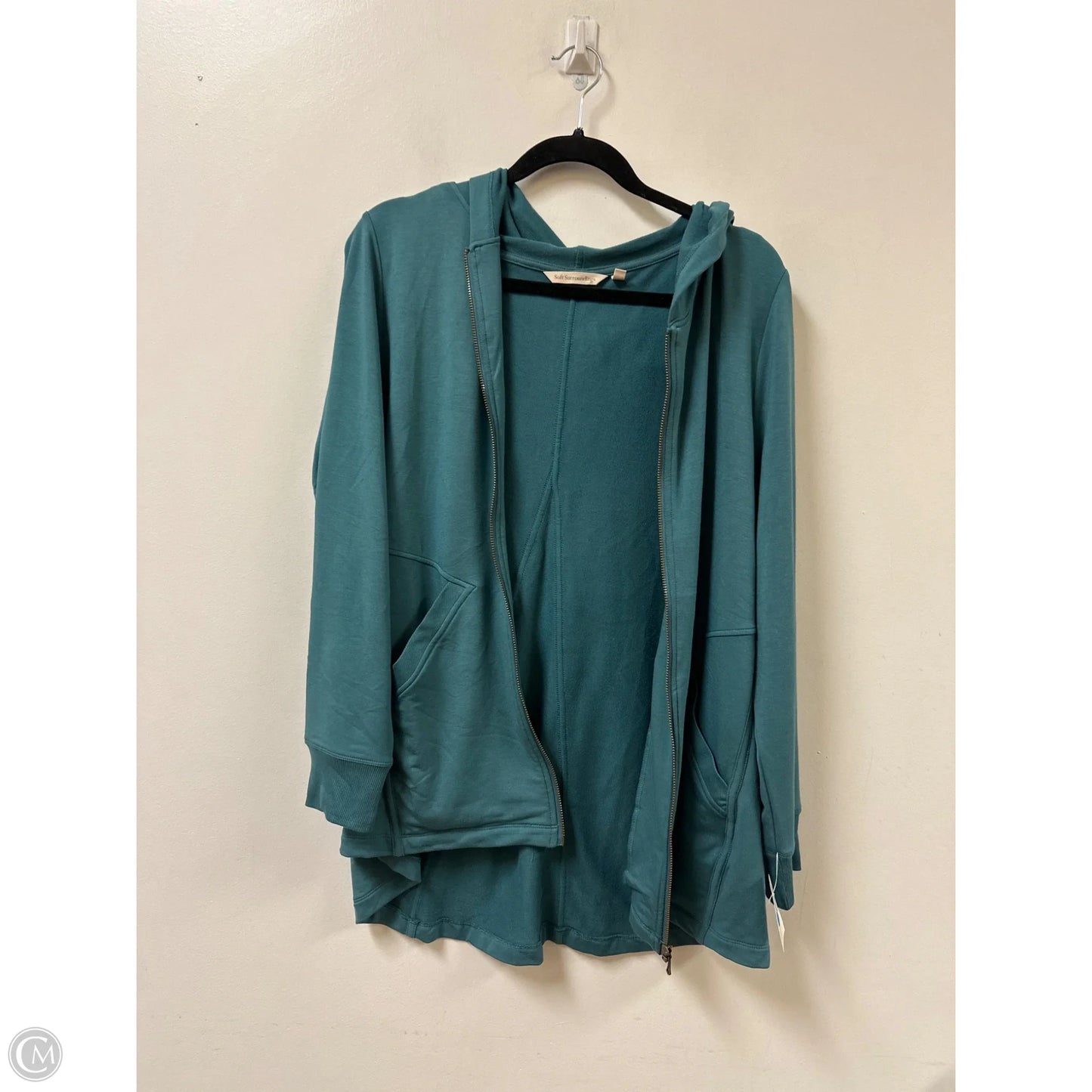 Sweatshirt Hoodie By Soft Surroundings In Teal, Size: M