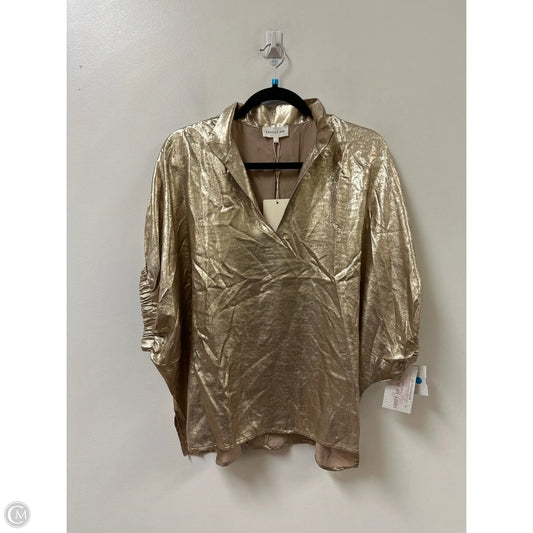 Blouse Short Sleeve By Entro In Gold, Size: L