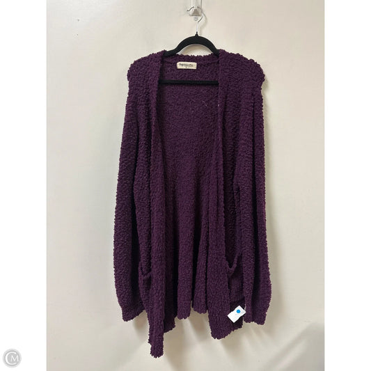 Sweater Cardigan By Impressions In Purple, Size: Xl