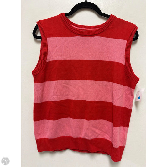 Vest Sweater By Boden In Pink & Red, Size: M