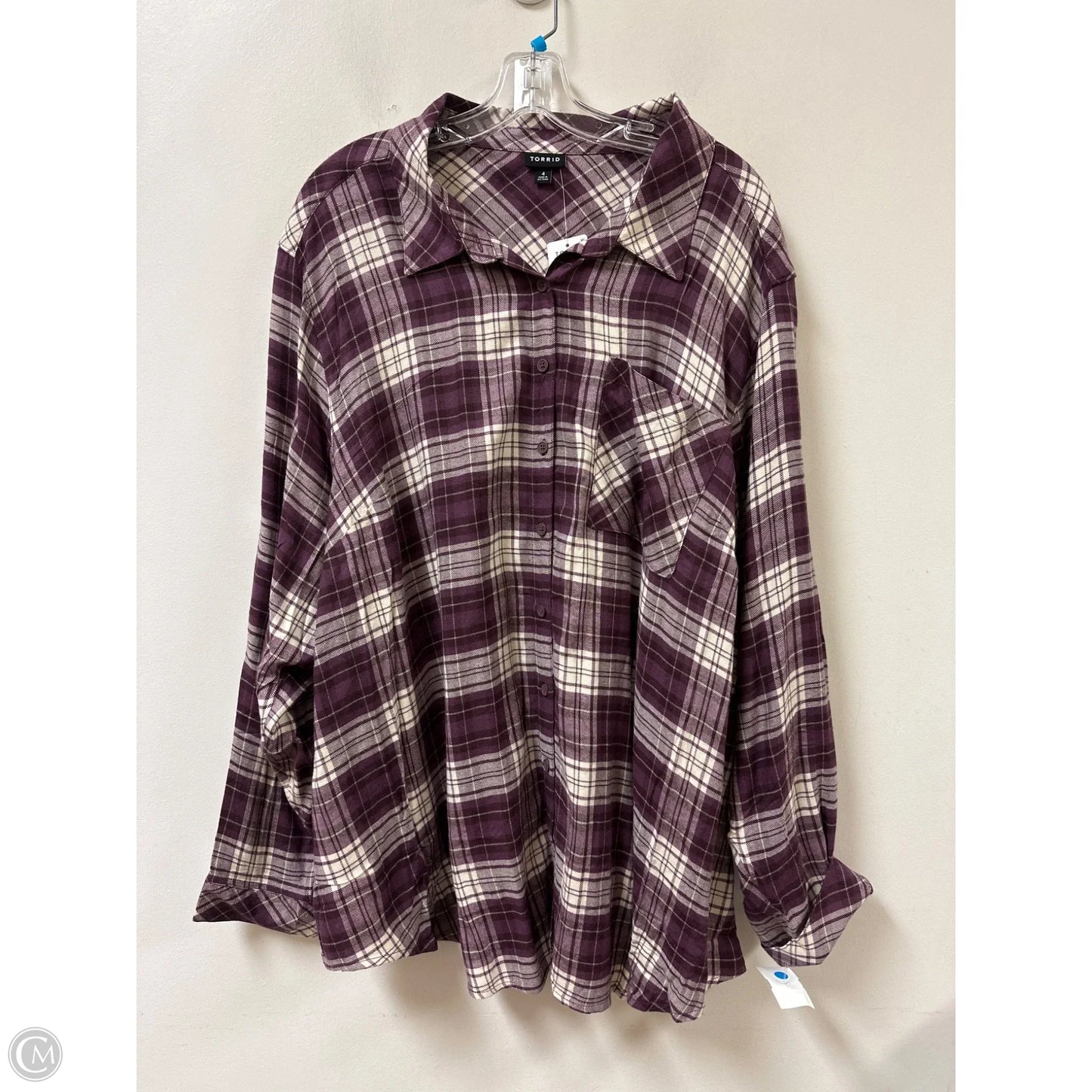 Blouse Long Sleeve By Torrid In Purple, Size: 4x