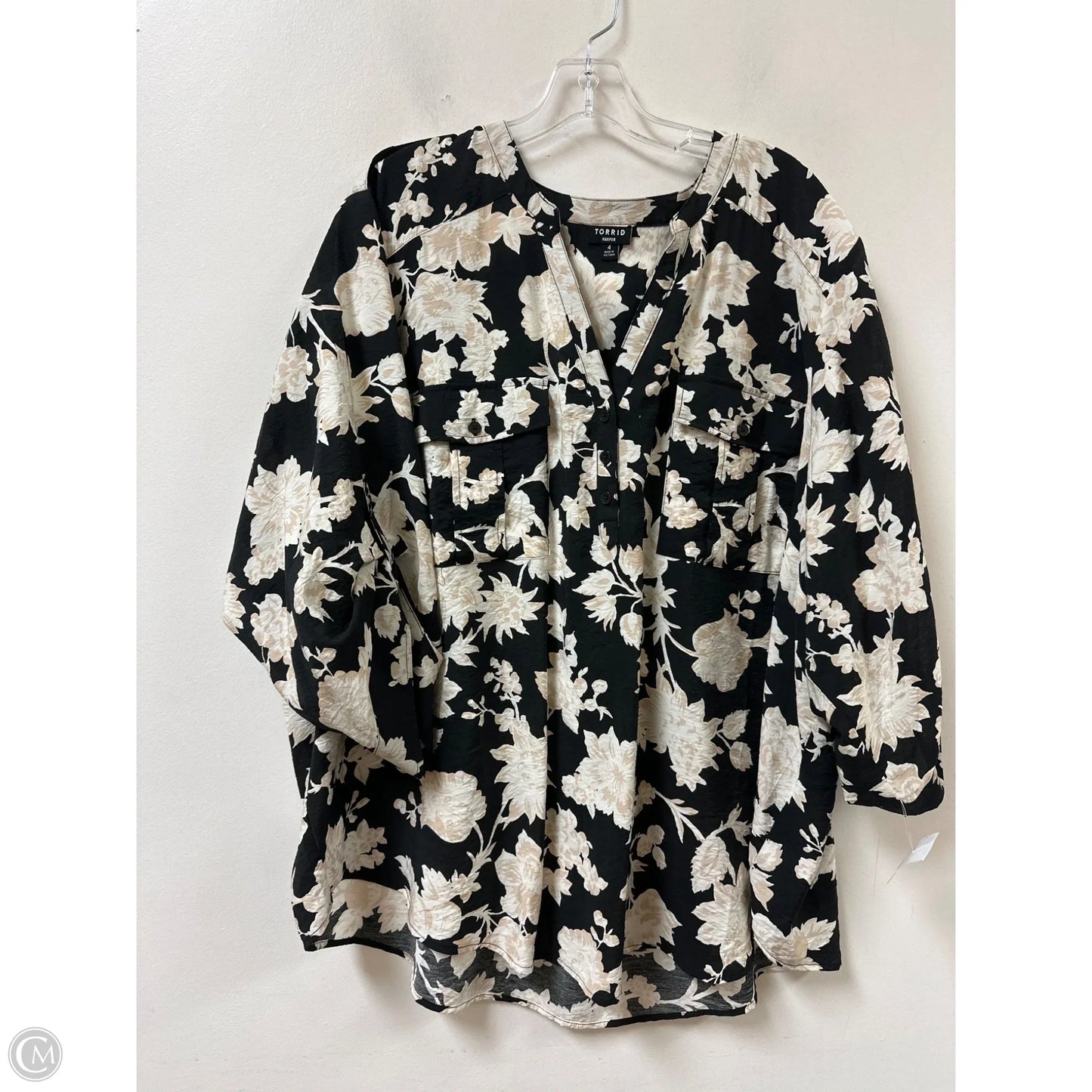 Blouse Long Sleeve By Torrid In Black, Size: 4x