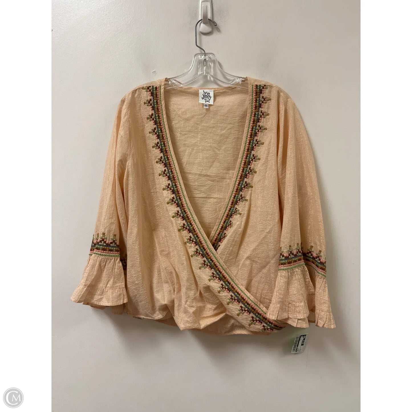 Top Long Sleeve By Ivy Jane In Peach, Size: S