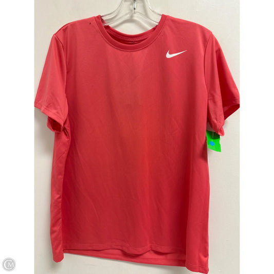Athletic Top Short Sleeve By Nike In Coral, Size: L