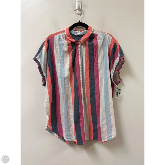 Top Short Sleeve By Time And Tru In Striped Pattern, Size: L