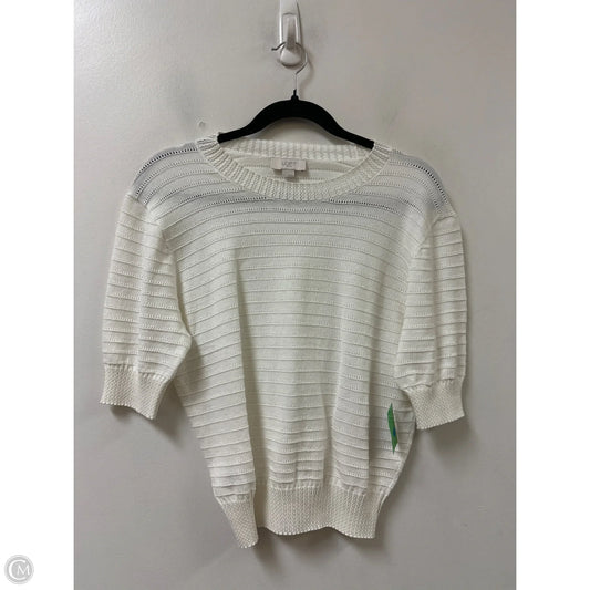 Sweater Short Sleeve By Loft In Cream, Size: S