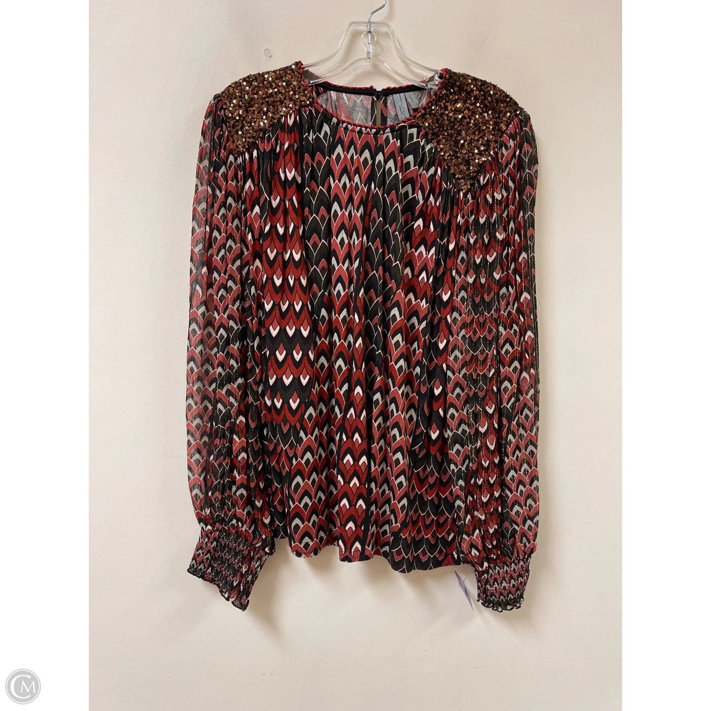 Top Long Sleeve By Blank London In Black & Red, Size: L