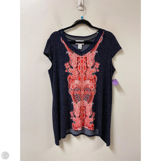 Tunic Short Sleeve By Peck And Peck In Navy, Size: L
