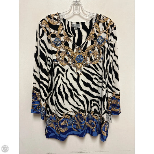Top Long Sleeve By Jm Collections In Animal Print, Size: L