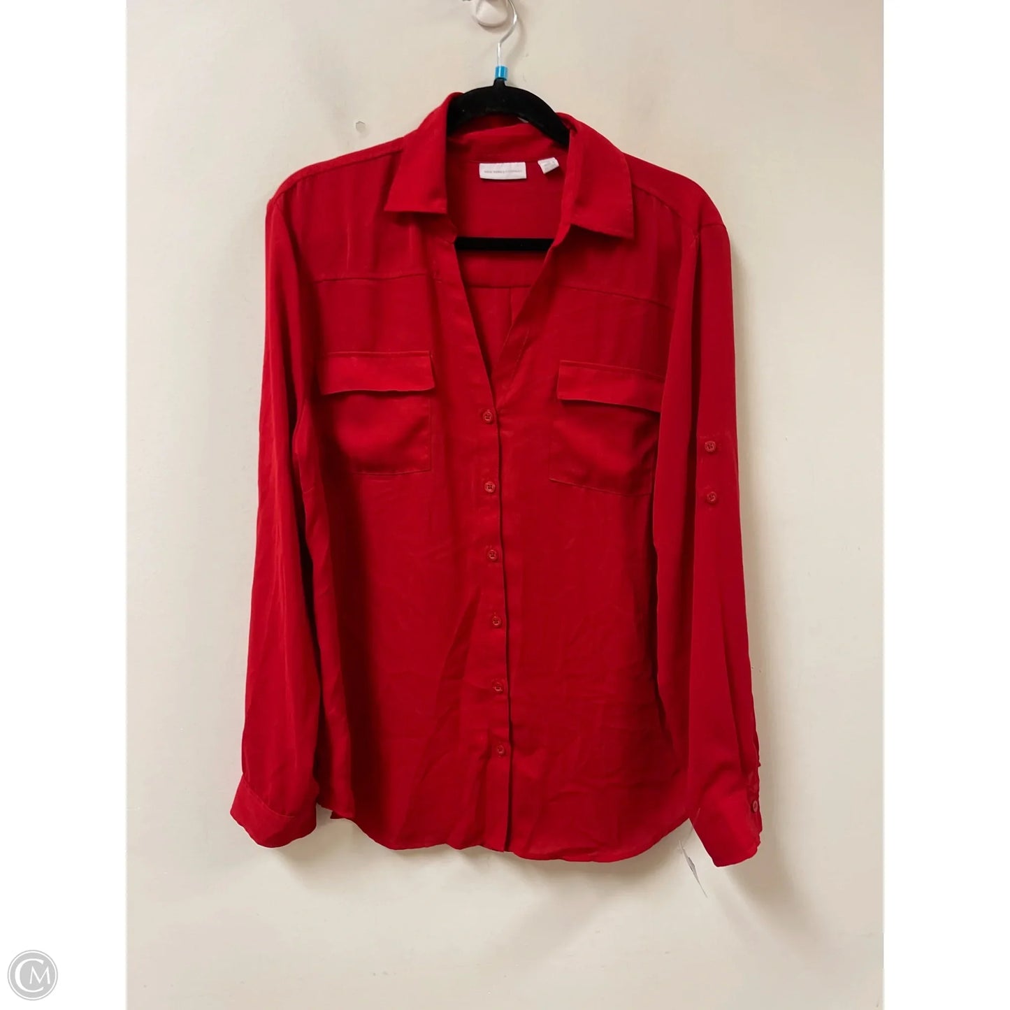 Top Long Sleeve By New York And Co In Red, Size: Xl