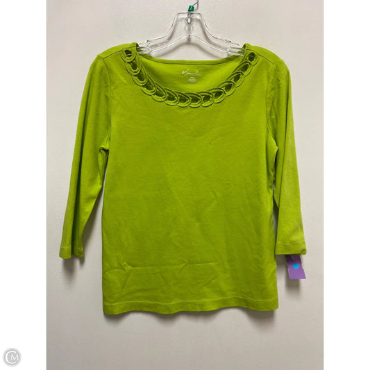 Top Long Sleeve By Kim Rogers In Green, Size: Mp