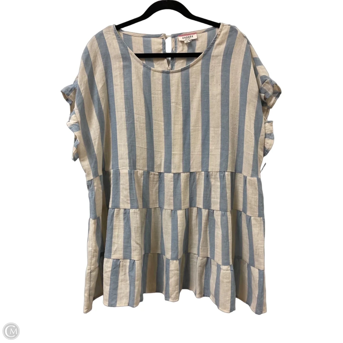 Blouse Short Sleeve By Andree By Unit In Striped Pattern, Size: 1x
