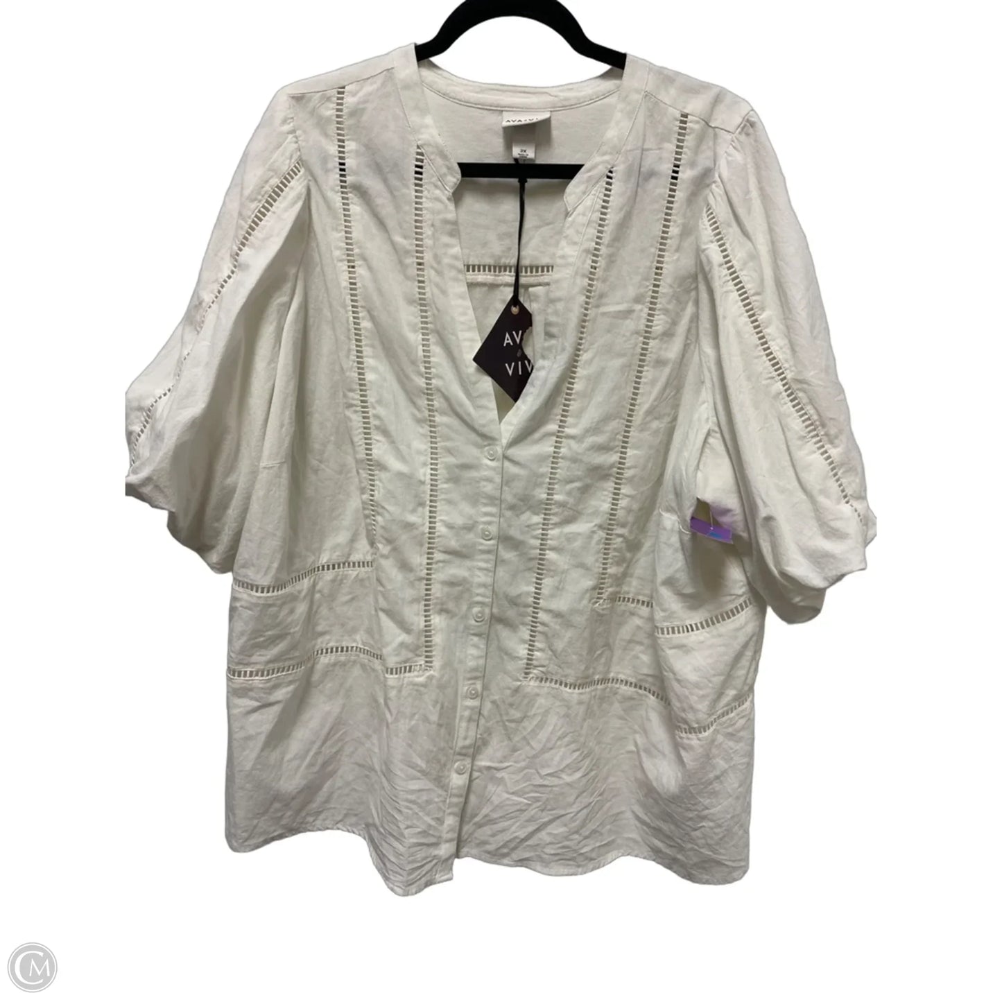 Blouse Short Sleeve By Ava & Viv In Cream, Size: 2x