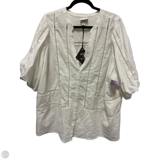 Blouse Short Sleeve By Ava & Viv In Cream, Size: 2x