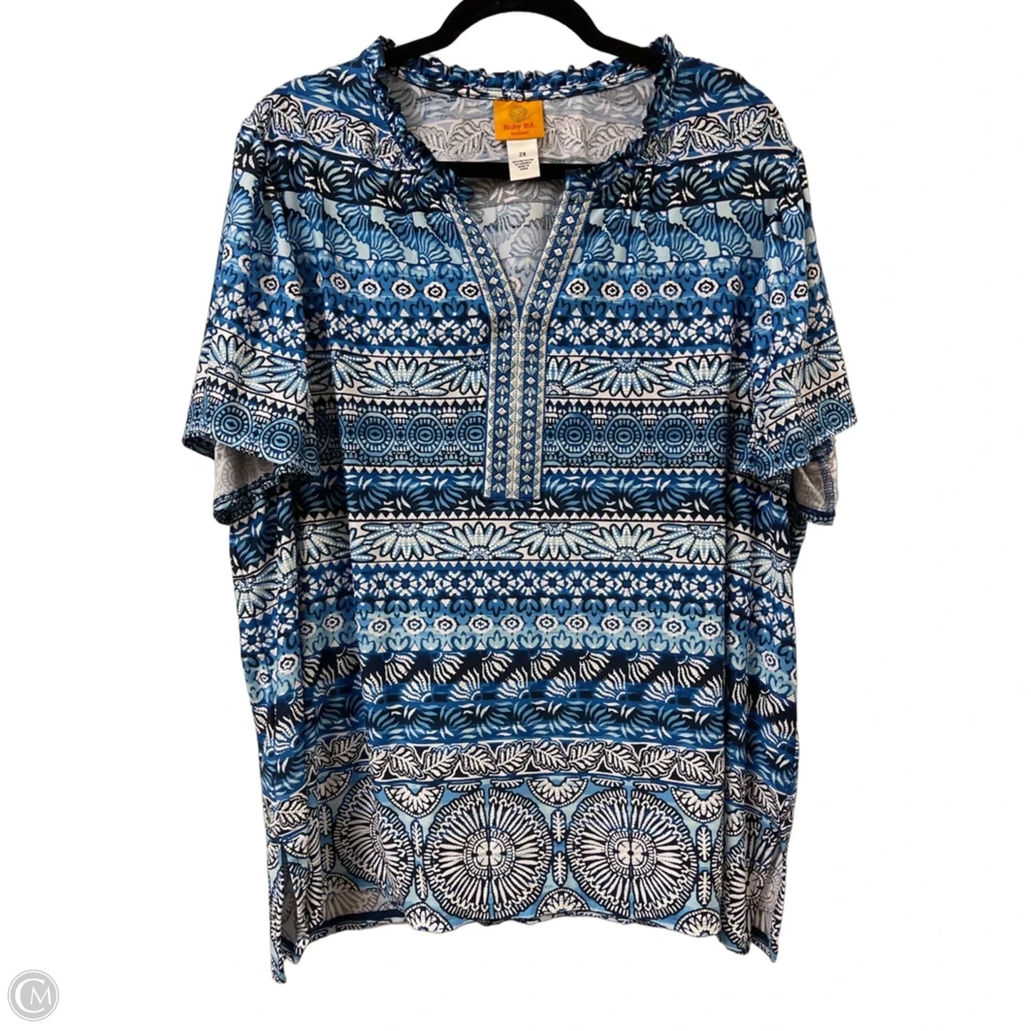 Top Short Sleeve By Ruby Rd In Blue, Size: 2x