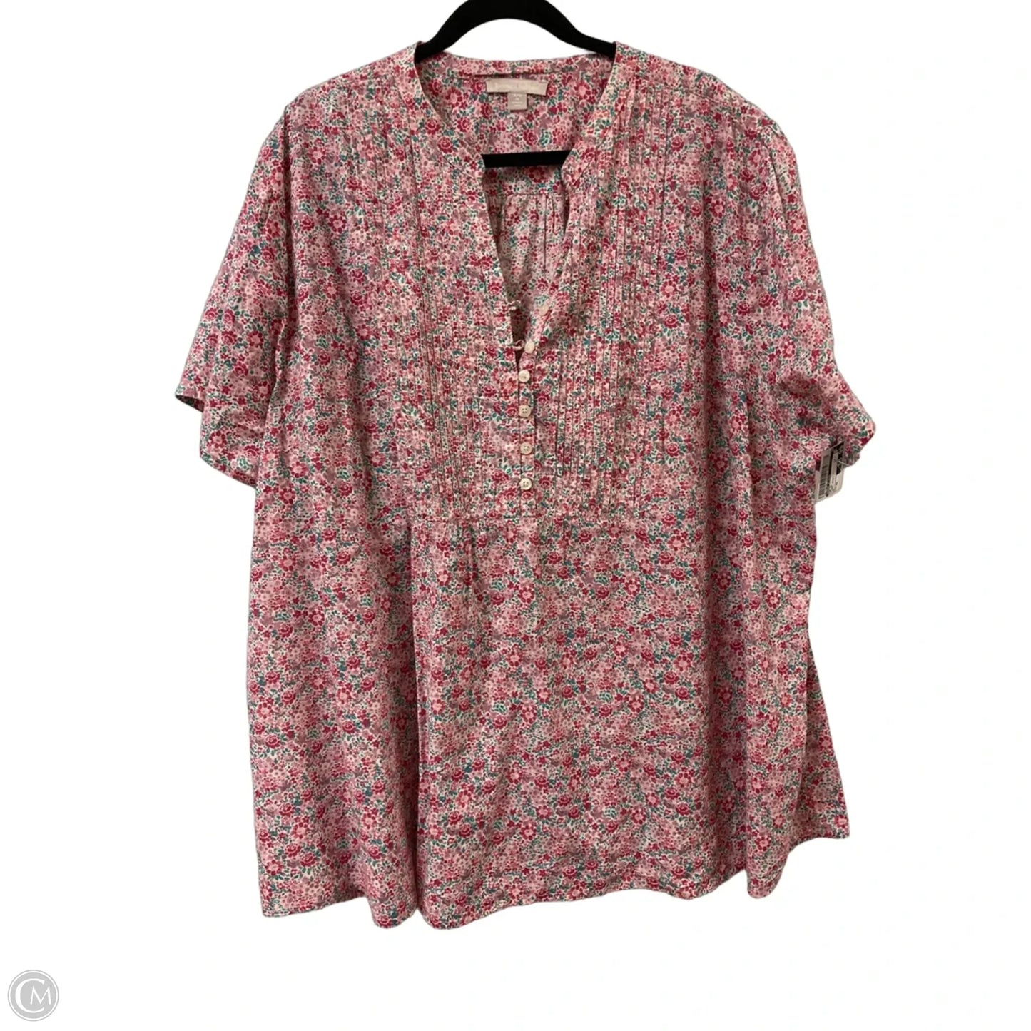 Top Short Sleeve By Woman Within In Floral Print, Size: 4x