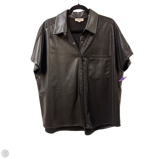 Blouse Short Sleeve By Entro In Black, Size: L