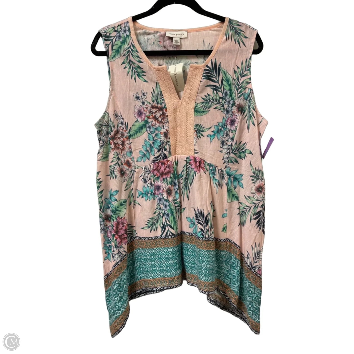 Top Sleeveless By Vintage America In Pink, Size: L